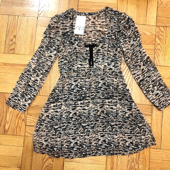 NWT- ZARA Animal Print Mini Dress - Picture 2 of 7